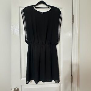 H&M Elegant Black Mini Dress with Silver Stripes